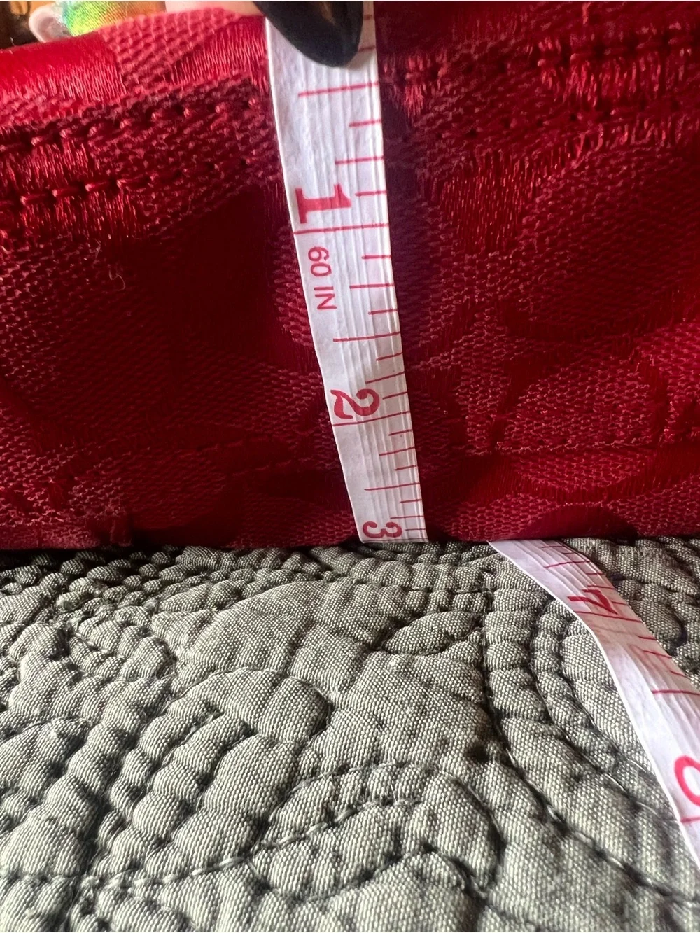 Coach Red Signature Logo Pattern Shoulder Bag with Brown Leather Trim silver